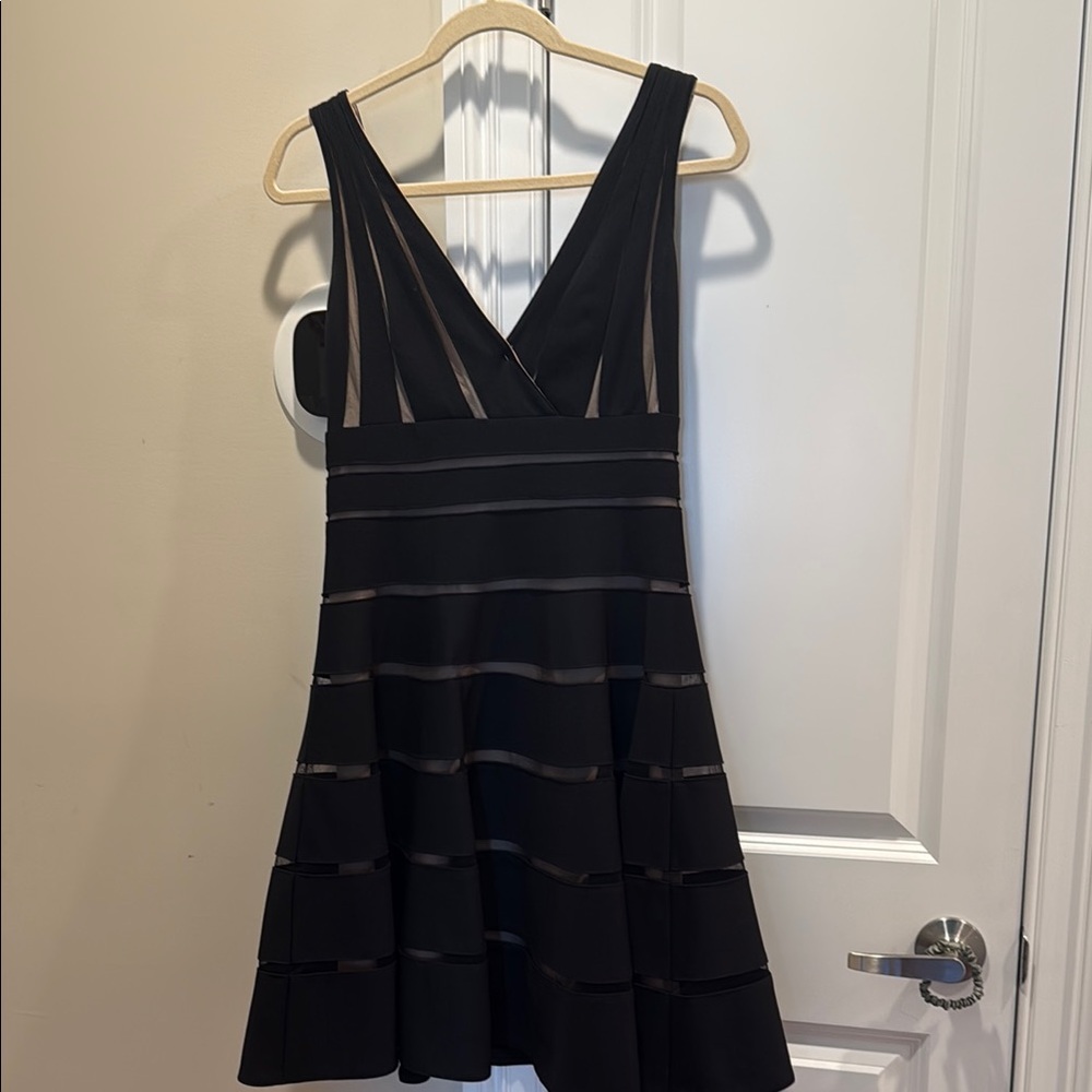 JS Collections Black and White Fit and Flare Cocktail Dress